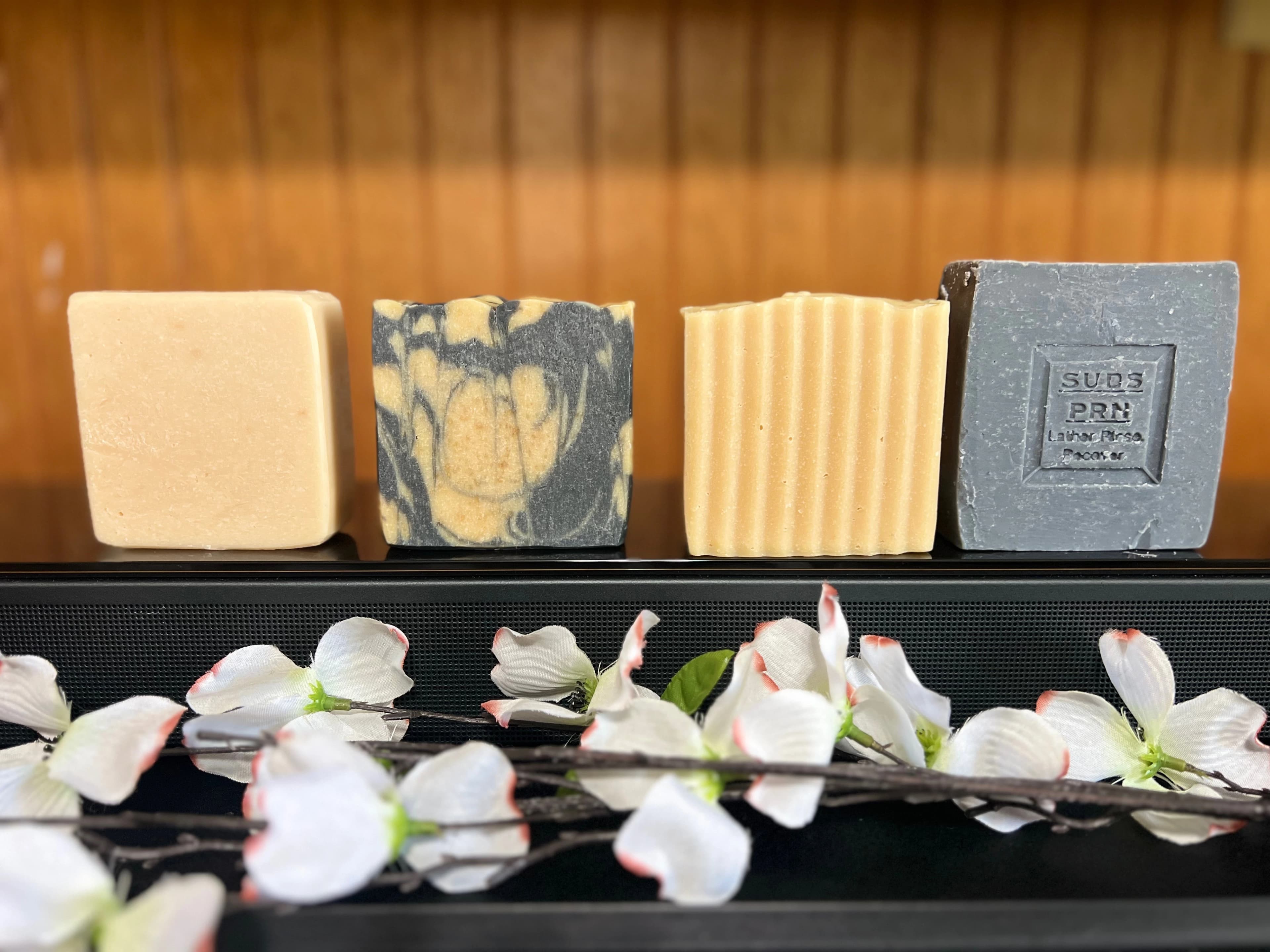 All four Suds PRN soaps arranged together
